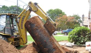 Mikula excavator at residential tank removal job