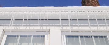 icicles on drain in winter