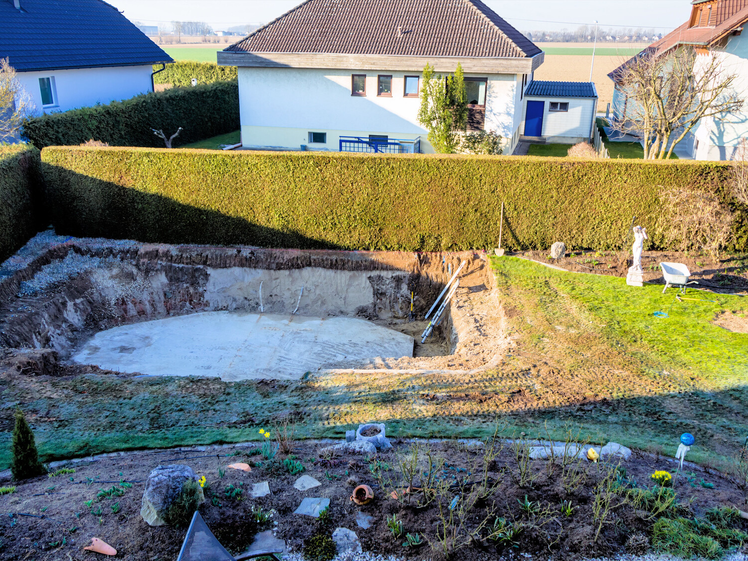 backyard with pool demolition job complete