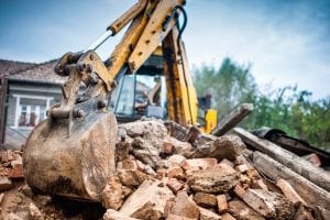 mikula Hydraulic crusher excavator backhoe machinery working on site residential demolition