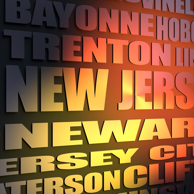 New Jersey towns in big font