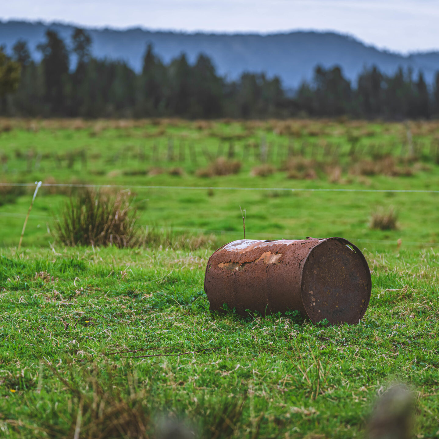oil tank in a field