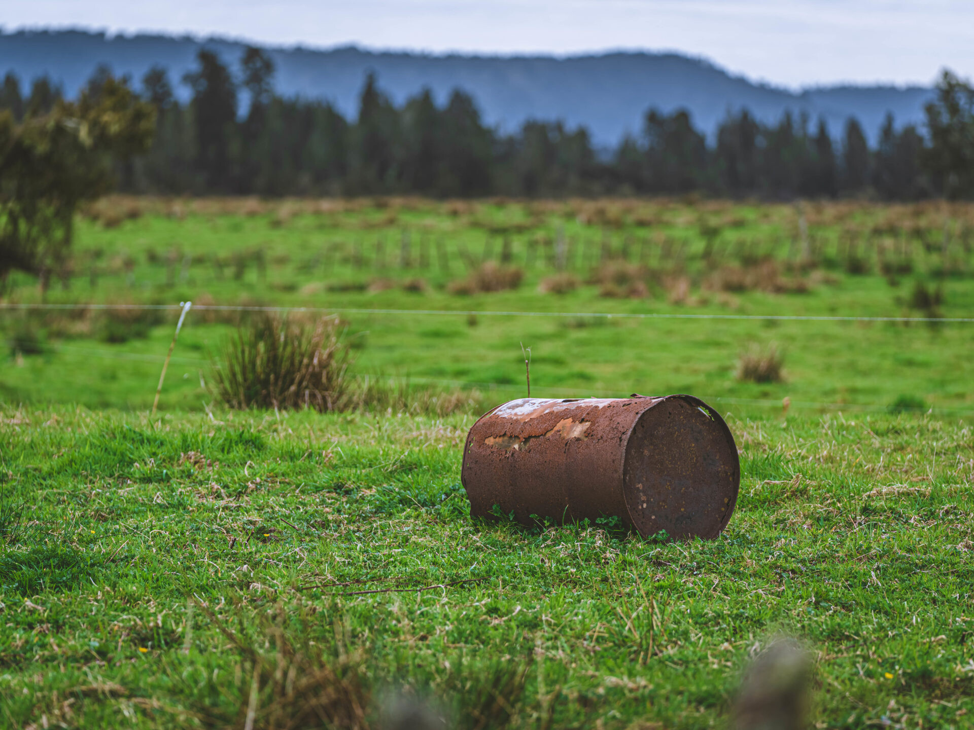 oil tank in a field