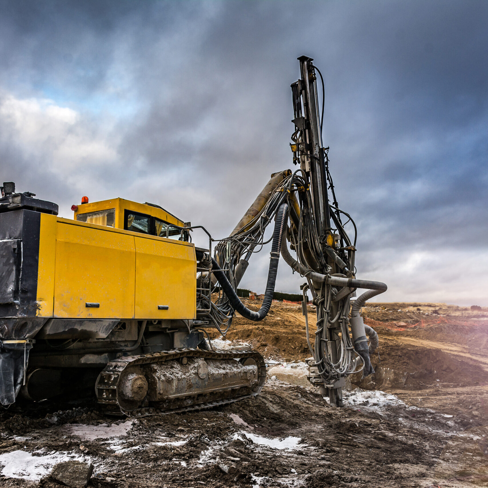 A machine explores soil.
