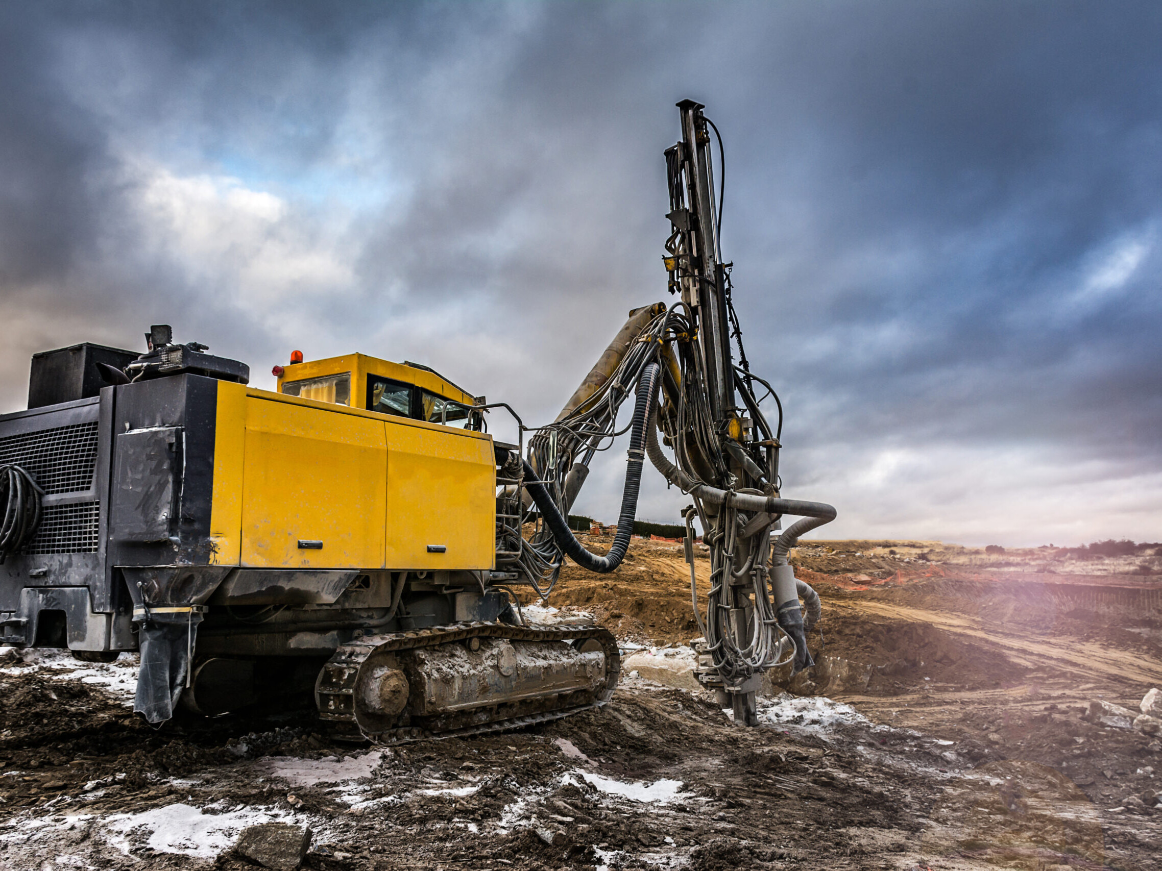 A machine explores soil.