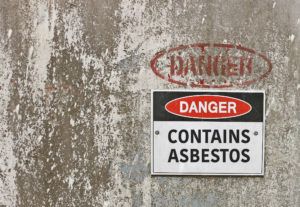 Sign that says danger contains asbestos