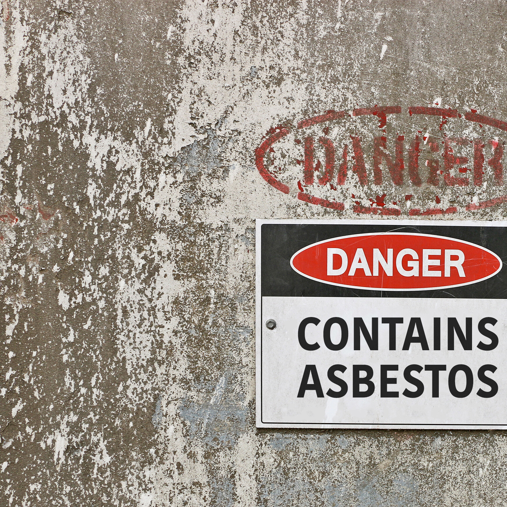 Sign that says danger contains asbestos
