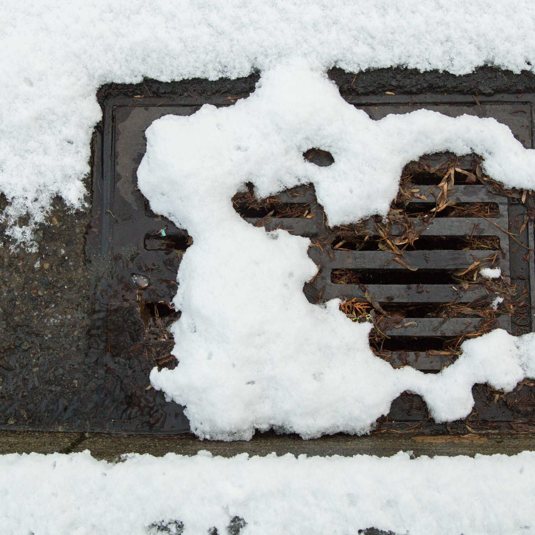 Snow clogged storm drain