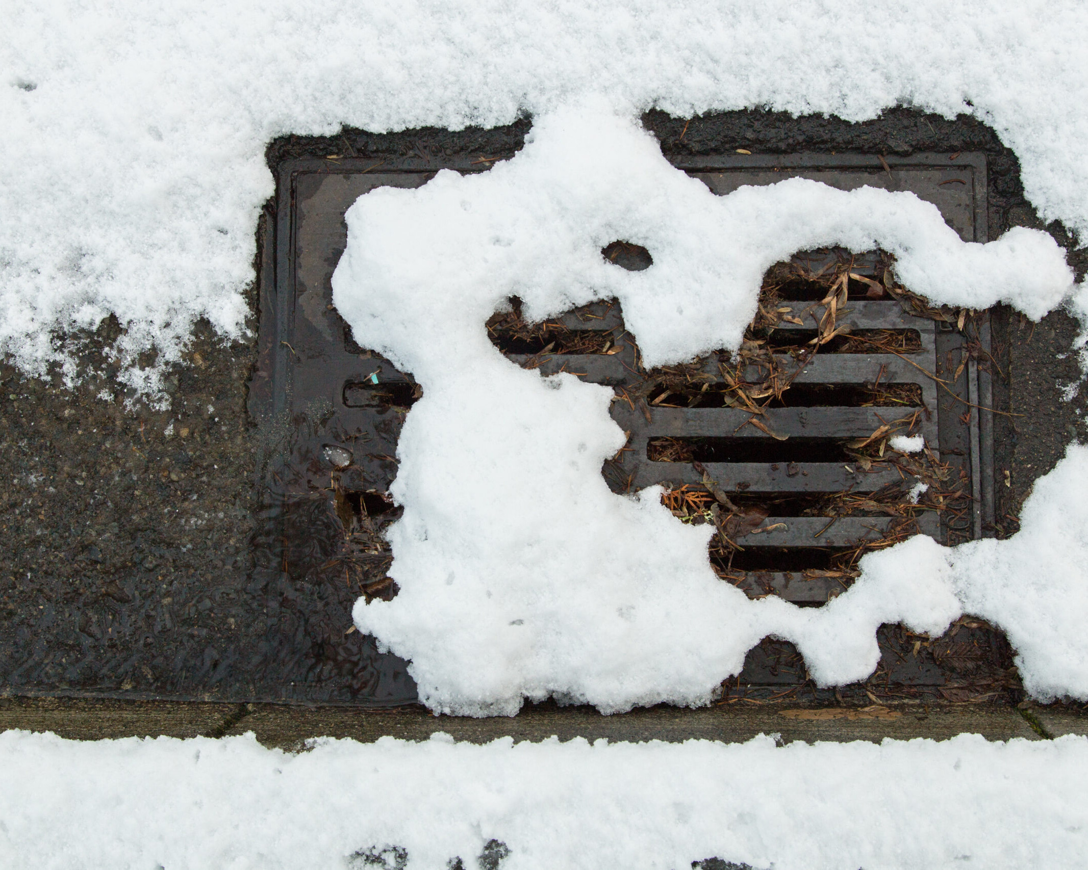 Snow clogged storm drain