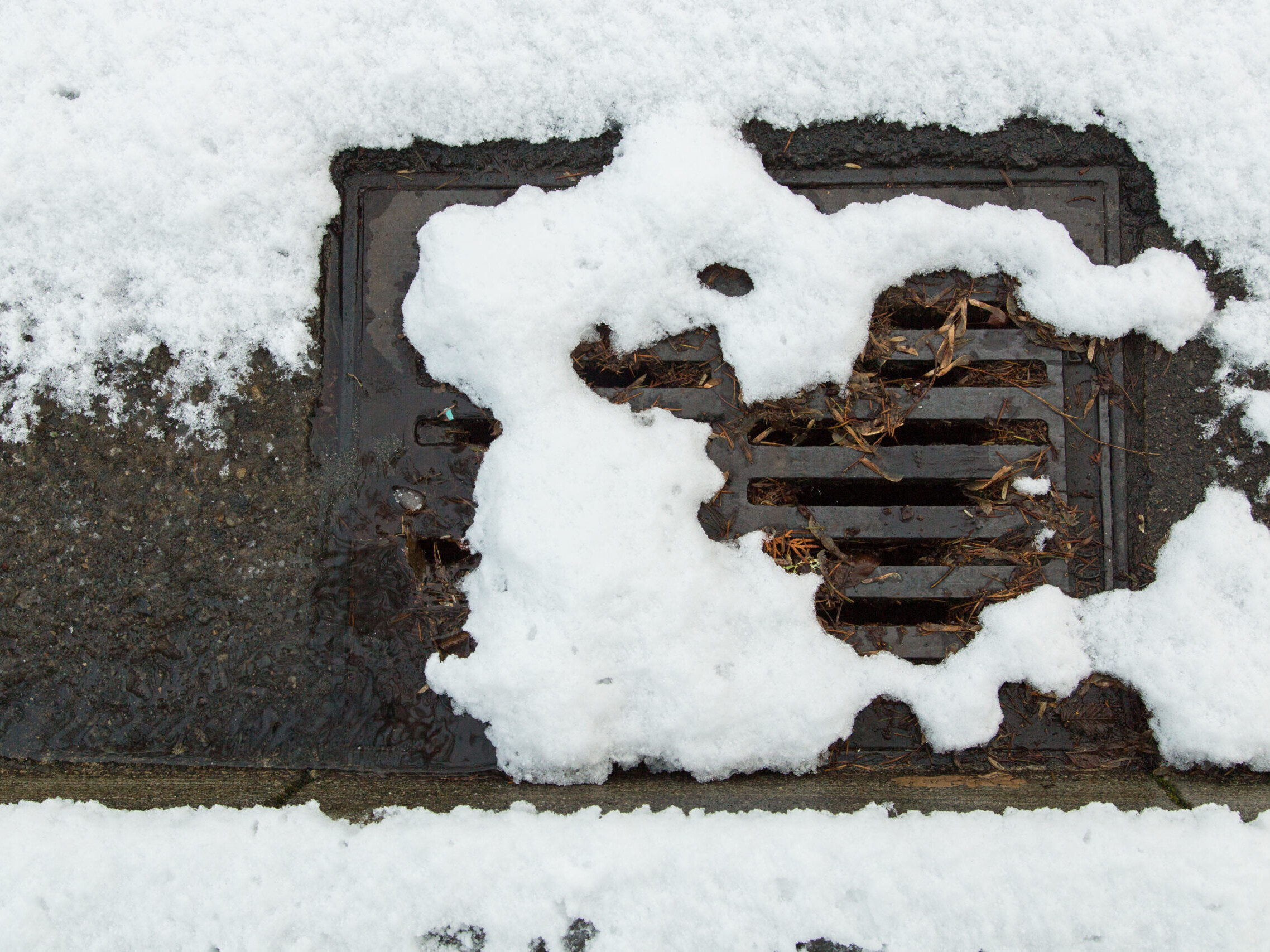 Snow clogged storm drain